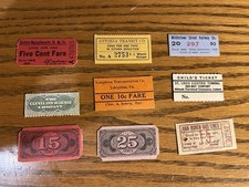 Old Vintage Trolley Train Bus Ticket Collection Lot Railway Co. Fare Stub