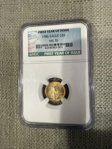 1986 gold eagle 1/10 FYOI $5 MS70