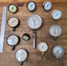 Vintage Gauges • 12pcs Pressure Temperature Oil Volts STEAMPUNK Gauge LOT ☆USA