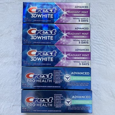 (Pack of 5) Crest 3D White Advanced & Gum Protect Toothpaste, 2.4 oz