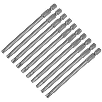 10Pcs T27 Magnetic Torx Screwdriver Bits S2 for Industry 100mm 1/4'' Hex Shank