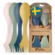 Spork Original 4-Pack 3-in-1 Camping Spoon Fork Knife Combo Reusable Travel