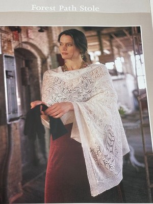 Forest Path Stole Knitting Pattern Fingering Yarn Lace Book Pages