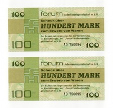 100 Mark FORUMSCHECKS DDR 1979 ECHT und UNC fortl. Nr.