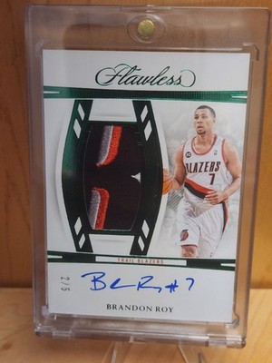 2023-24 Panini Flawless Brandon Roy Emerald Vertical Patch Auto /5 Trailblazers