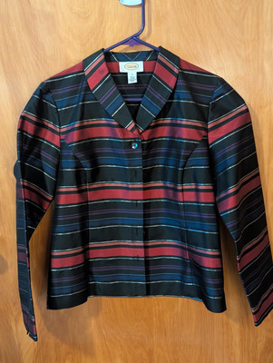 Talbots Women s Size 4 98% Silk Multicolor Shiny Button Down Jacket Dress/Casual