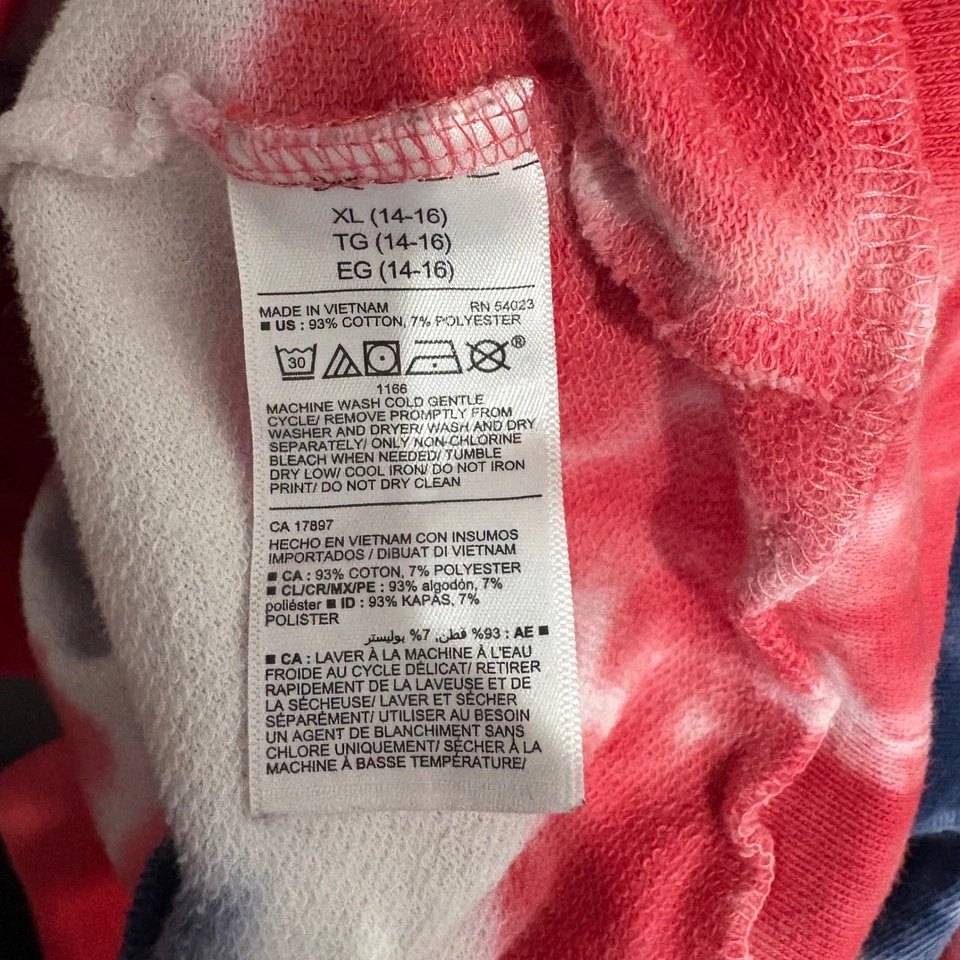 Sudadera con Capucha Antigua Azul Marino Tie Dye Roja Blanca Azul Pullover Niños XL (14-16) Foto 4 de 4