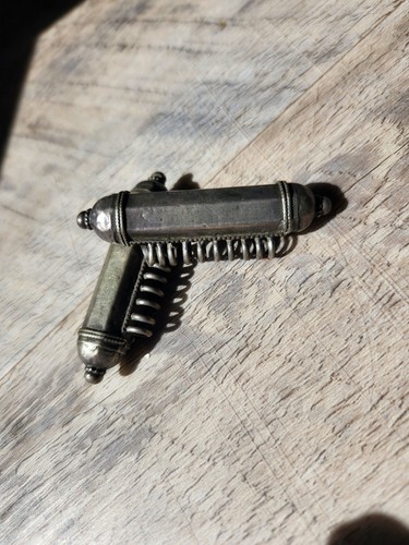 Antique Silver Pendent Indian amulet taweez or kavacha tube Bead Set Of 2