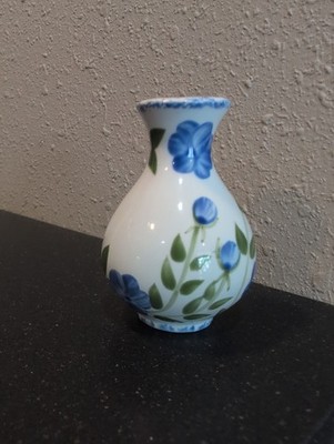 3'' Ceramic, Hand Painted Bud Vase With Floral Design