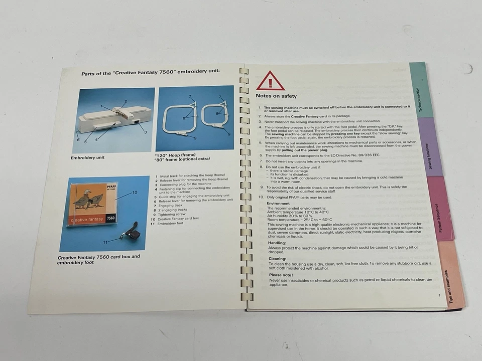 Unidad de bordado PFAFF 7560 original OEM 79 páginas color manual de instrucciones usado Foto 2 de 4