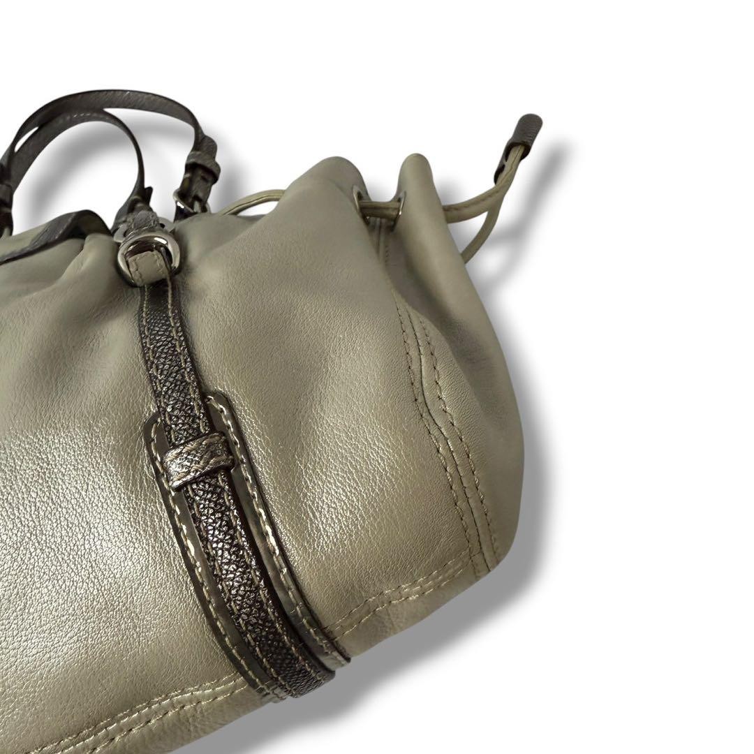 COACH legacy metallic turn lock handbag Silver Japan A-251215-15 thumbnail 6