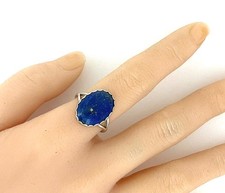 Vintage Southwestern Sterling Silver Oval Lapis Lazuli Gemstone Ring Size 8.25