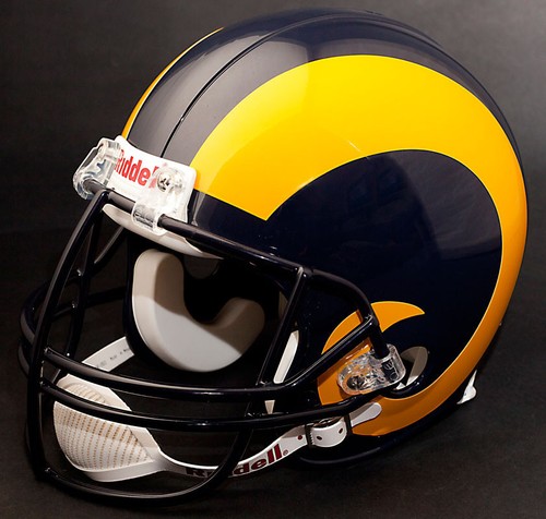 JACK YOUNGBLOOD LOS ANGELES RAMS Schutt NOPO Football Helmet FACEMASK- NAVY BLUE - Picture 2 of 2