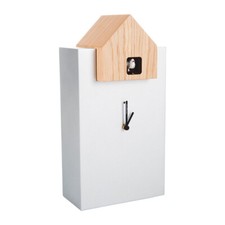 ETTORE 2058 white and oak italian Domeniconi Tall Cuckoo Wall Clock
