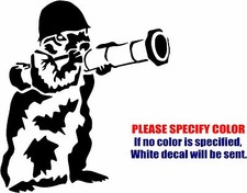 Squirrel Holding A Rocket Launcher Gun Graphic Die Cut decal sticker Car 6"