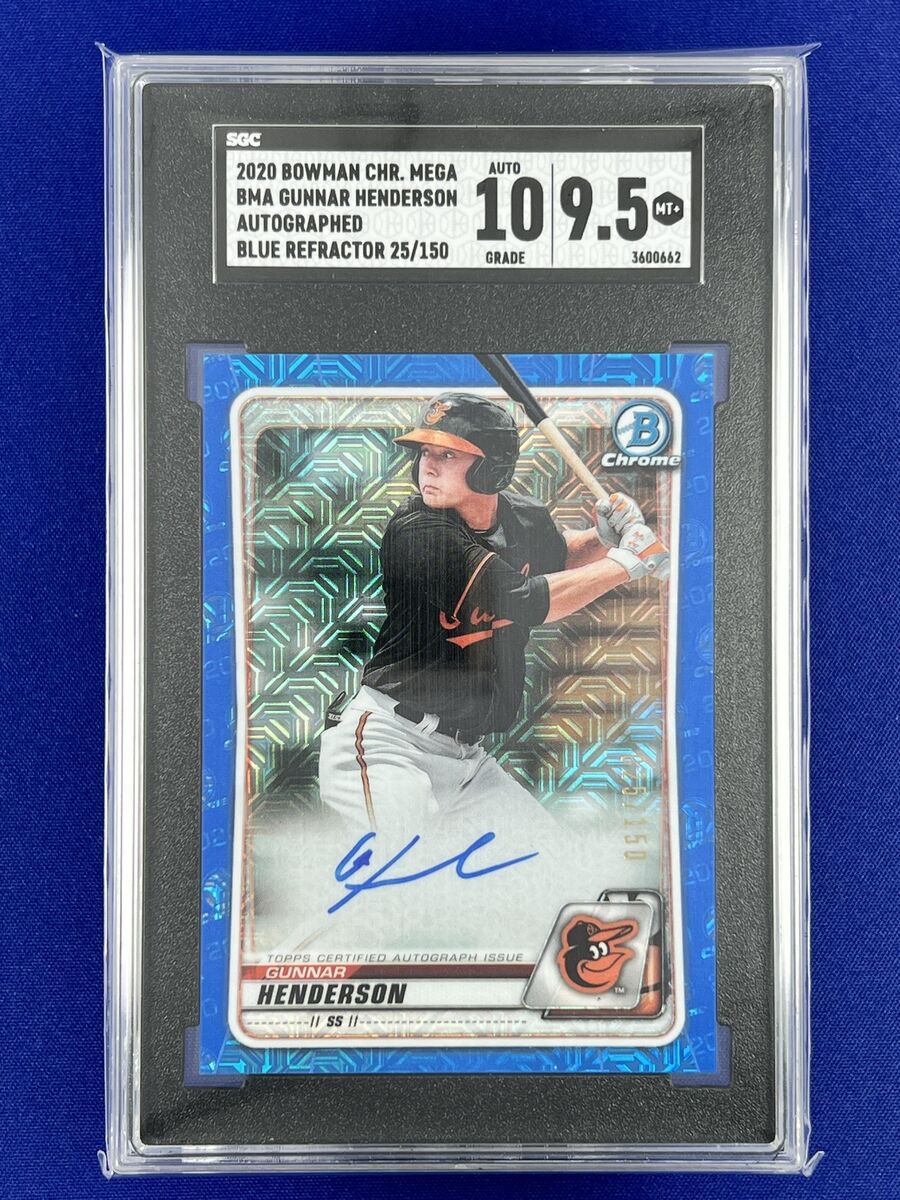 2020 Bowman Chrome Mega Auto GUNNAR HENDERSON #BMA-GH Blue 2020 Bowman Chrome Mega Auto GUNNAR HENDERSON #BMA-GH Blue