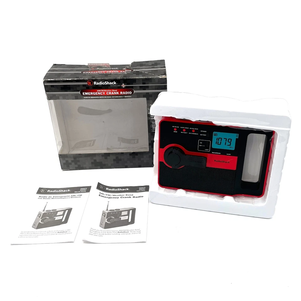 Radio Shack Emergency Crank Radio AM FM Weather Band USB Charging New Box Wear - Image 2 of 4