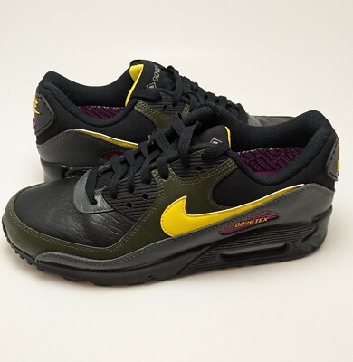 Mens Nike Air Max 90 Gore-Tex Black Tour Yellow Cargo Shoes DJ9779-001 Size 8