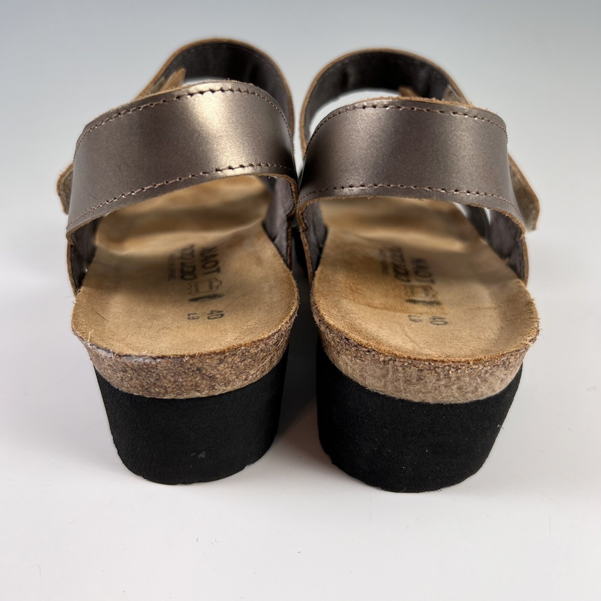 $149 NAOT Womens Krista Backstrap Sandal Pewter Metal Leather