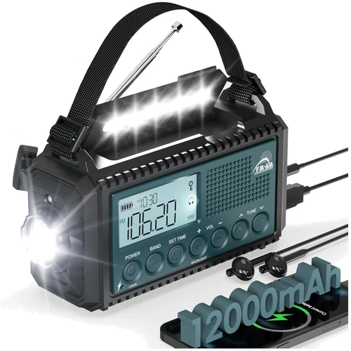 Kurbelradio, Notfallradio, Power Bank, AM/FM/SW, Taschenlampe, Solarradio, Ou...