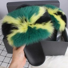 Women Real Fur Furry Slides Slippers