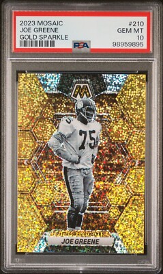 2023 Mosaic Mean Joe Greene GOLD Sparkle Prizm /24 Steelers PSA 10