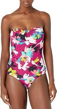 Cole of California Women Standard Bandeau One Piece Swimsuit Sz 6 Multi NWT