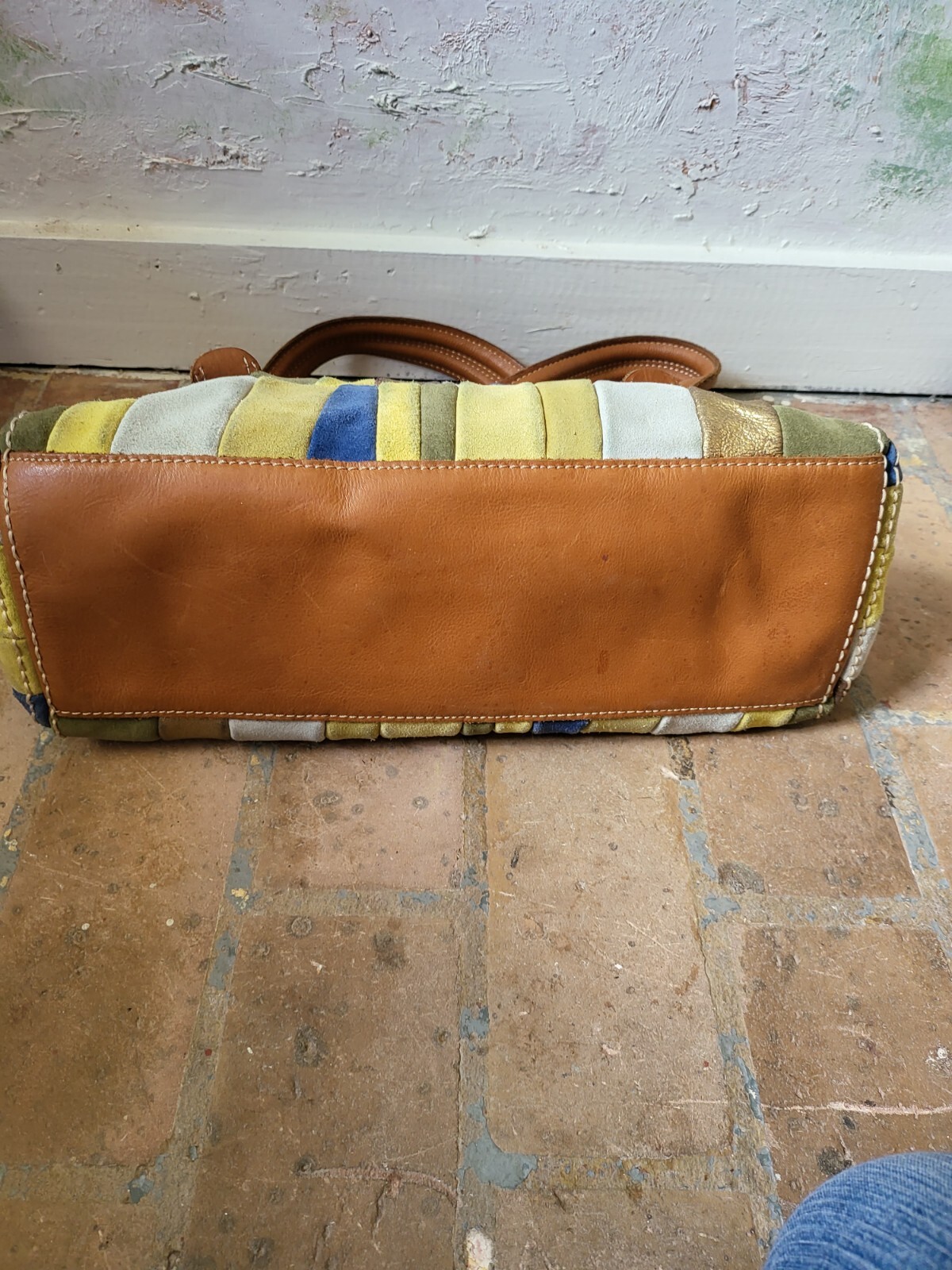 Fossil Suede Patchwork Block Multicolor Shoulder … - image 4