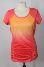 Mountain Hardwear M Orange Ombre Short Sleeve Ruched Side Tech Active Top