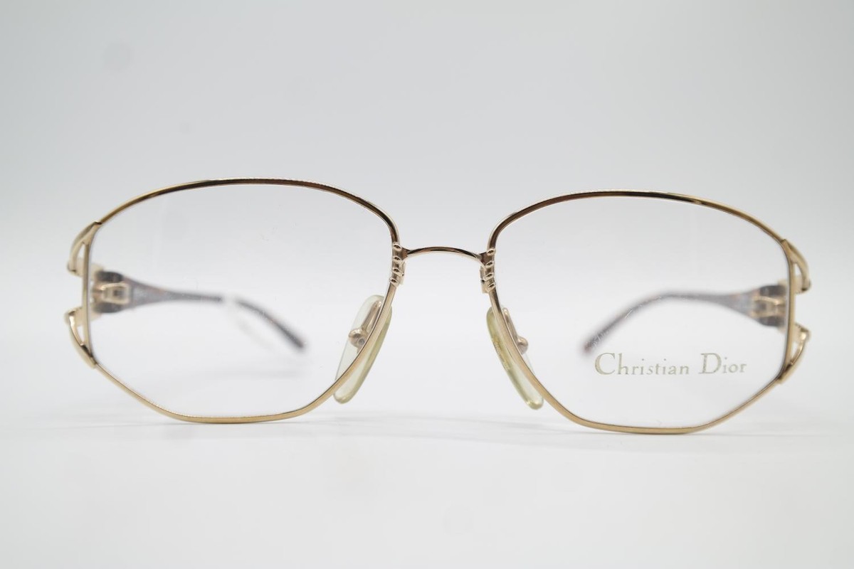 Vintage Christian Dior 2492 Gold Brown Square Glasses Eyeglass