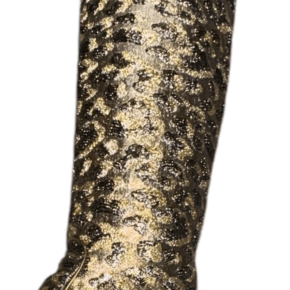 Stivali alti VINTAGE YVES SAINT LAURENT 1989 stampa animalier seta metallizzata taglia 8 5