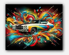 Chevrolet Chevelle SS 1972 Picture abstract Art splashes of paint #1 Reprint