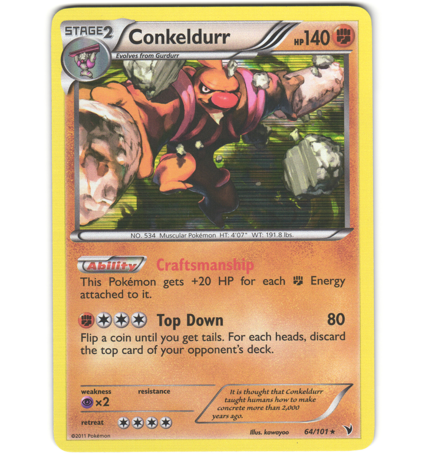 pokemon card conkeldurr 2025 Pokemon Black Bolt 127/086 Conkeldurr Full Art IR main image 1