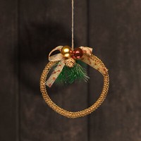 Deko Weihnachts-Kranz - Adventskranz Mit Zapfen, Schleife, Kugeln - 16,5Cm