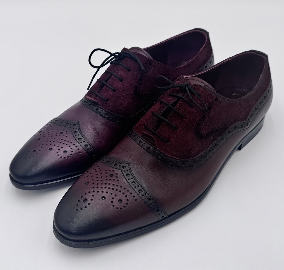 Deckard Mens Leather Shoes Leather Lace Shoes, Burgundy, EUR 44 US 10 View 2
