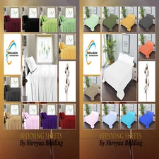 1000TC Ideal Egyptian Cotton Flat Bed Sheets+2 Pillow Case Cal King All Color