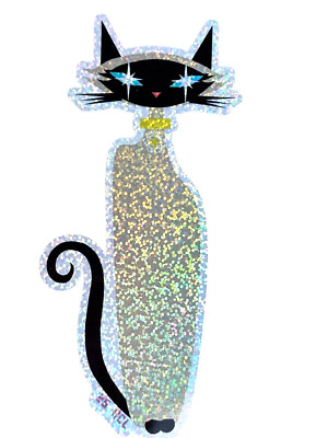 Retro Atomic Cat Lounge XL Special Edition Sparkle StickerAtomic Siamese Cat 6''