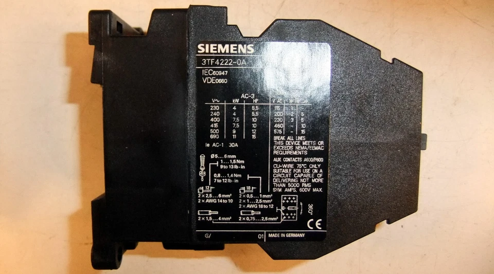 Siemens Contactor 3P 220/240V 3TF42 22-OAP6 - Image 2 of 4