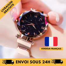 Montre ciel étoilé avec ceinture magnétique pour femme rose