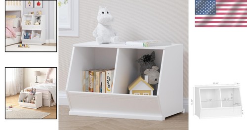 Stylish Stackable Toy Storage Organizer - Modern White Cubby for Kids' Rooms - Picture 2 of 9