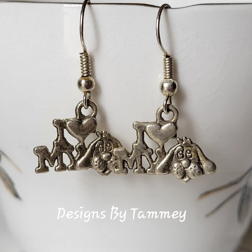 I LOVE ❤️ My 🐕 Pendientes de alambre estilo gota colgante para perro perforados Foto 3 de 4