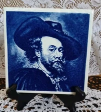 BOMA DELFT'S BLAUW HOLLAND CERAMIC TILE PETER PAUL RUBENS SELF-PORTRAIT 6 INCH