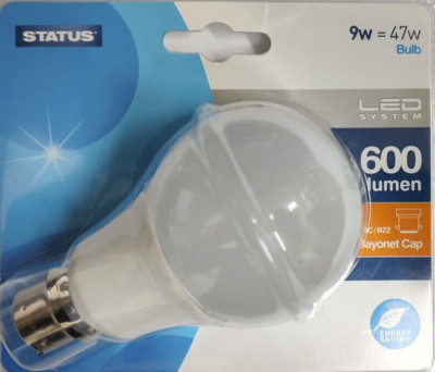 9W (=47W) Pearl LED GLS Globe Bajonettverschluss BC B22 Glühbirne Lampe, 600lm