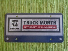Vintage Ram Truck Month License Plate Vanity Souvenir Dodge Dealer Showroom Tag