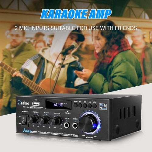 300W Bluetooth 5.0 Stereo Amplifier - Compact Home Audio System with USB/SD - Picture 9 of 10