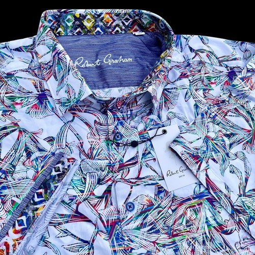 Robert Graham Kileen Colorful Floral Print Short Sleeve Shirt Size XL $198 - Picture 4 of 9