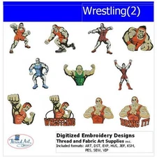 Embroidery Design Set - Wrestling(2) - 11 Designs - 9 Formats - USB Stick