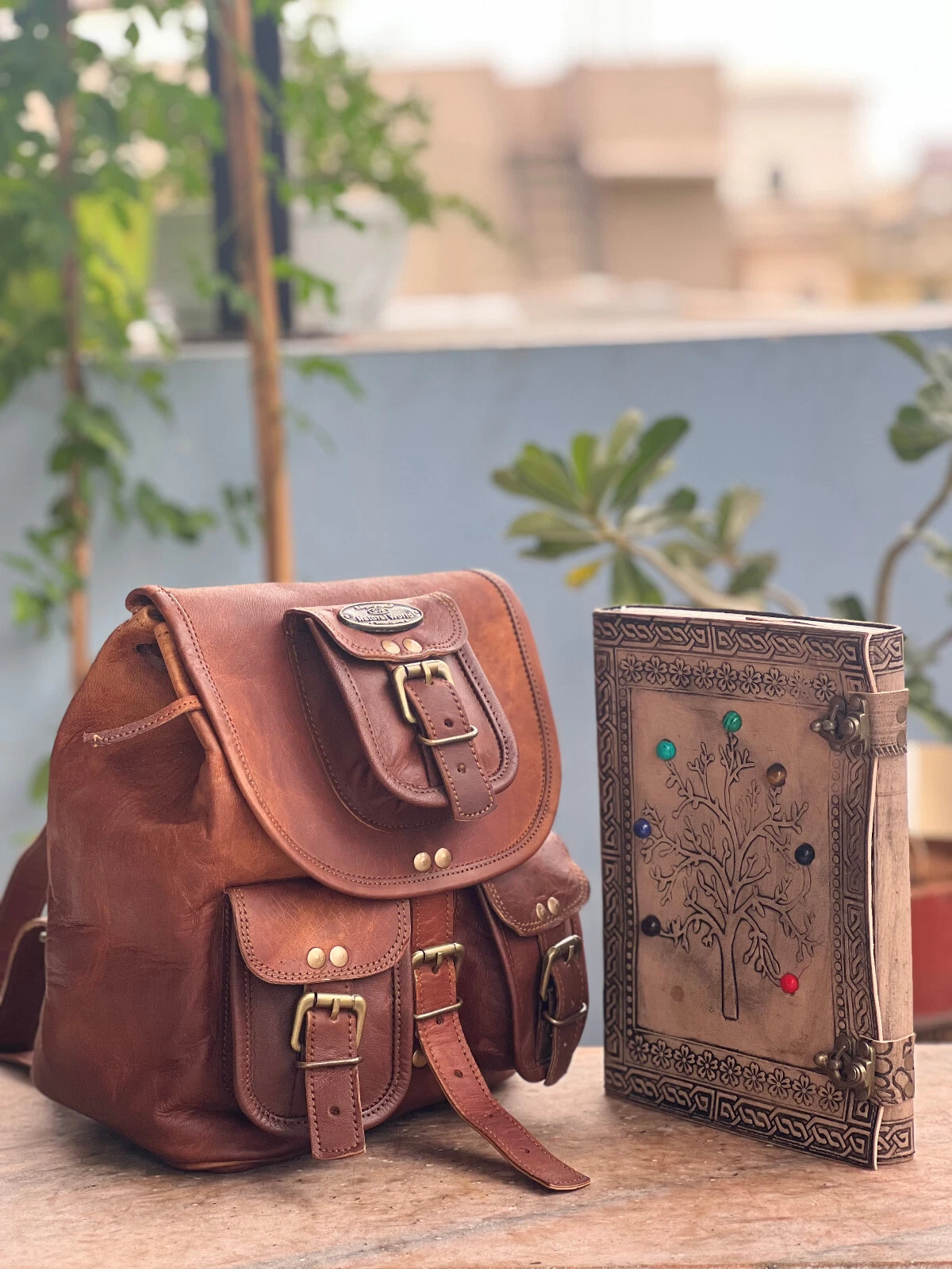 13" Leather Backpack Bag Leather Rucksack Laptop Travel Vintage Free Journal