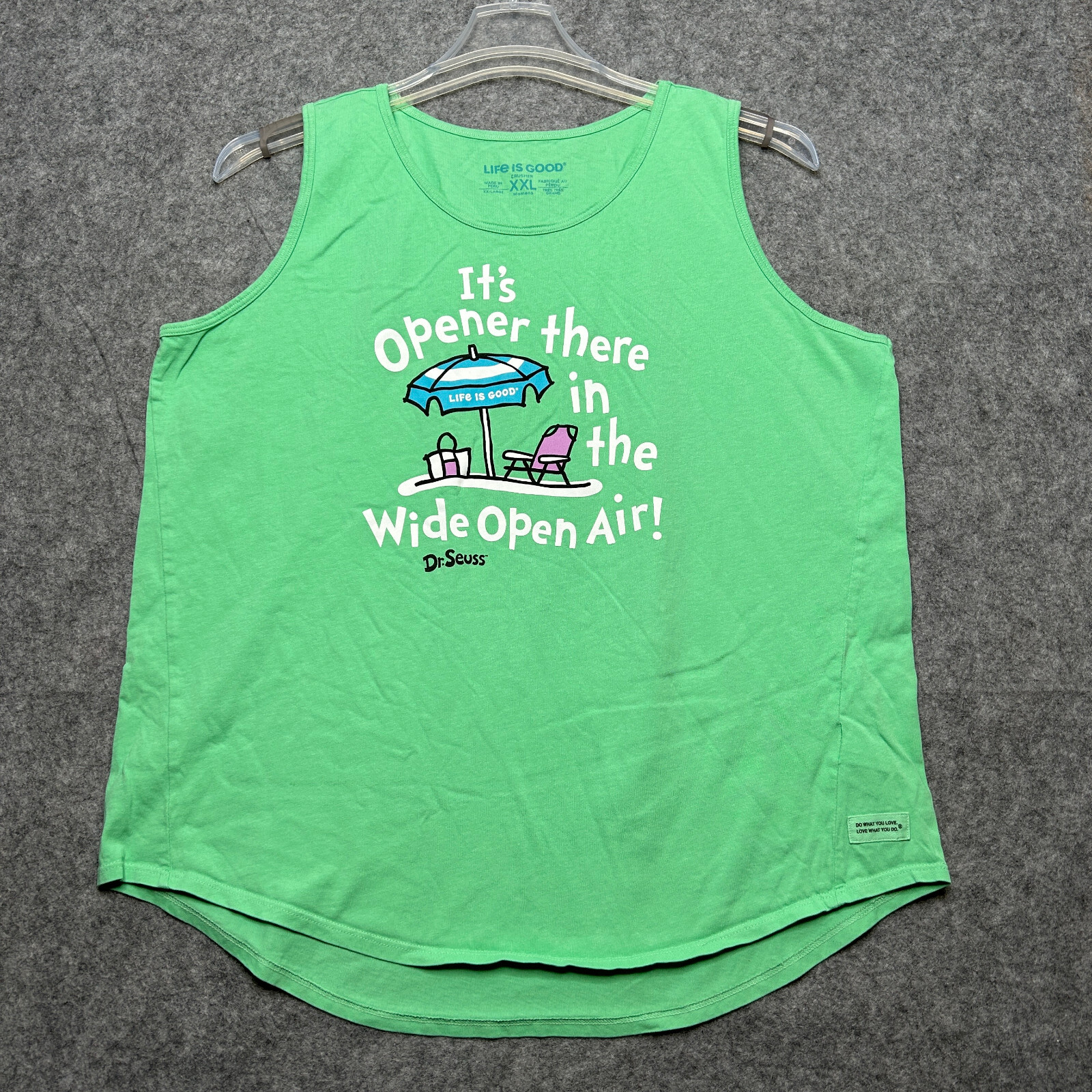 Life Is Good Tank Top Womens XXL Green Dr Seuss Open Air Beach Cotton