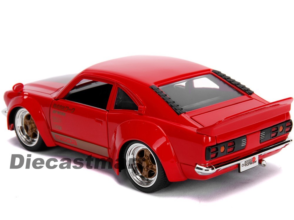 Jada 1:24 JDM Tuners 1974 Mazda RX-3 Glossy Black/Red Diecast
